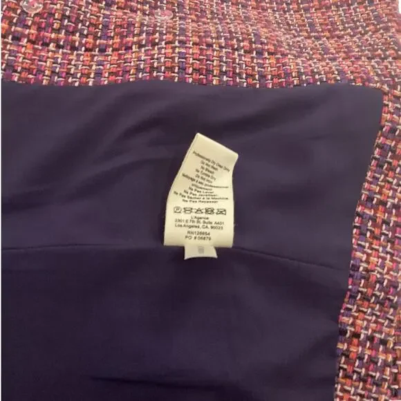 L’AGENCE Brook Tweed Double Breasted Cropped Blazer Purple Pink Size 10 - Picture 15 of 15